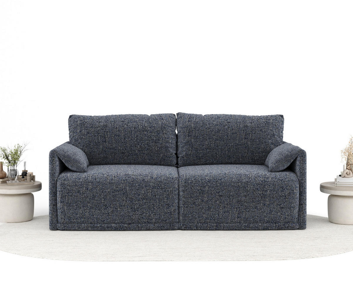 SCHLAFSOFA MIT ECKSOFA-FUNKTION Nappa Marineblau Webstoff - Schwarz/Dunkelblau, Holz/Holzwerkstoff (215/100/112cm) - Maison de Reve