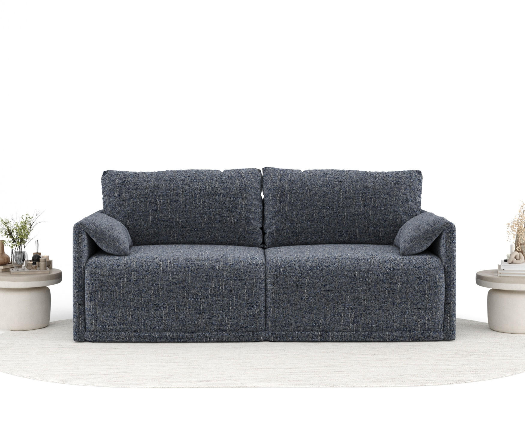 Thumbnail - Maison de Reve Schlafsofa, Dunkelblau, Textil, 3-Sitzer, Füllung: Schaumstoff, Rundrohr, 215x100x112 cm, Reach, Hergeste...