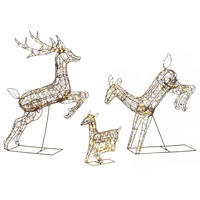 BELEUCHTETE-WEIHNACHTSDEKORATION 3er Set Metall Kunststoff-Rattan Braun - Braun, Metall (25/120/75cm) - Outsunny