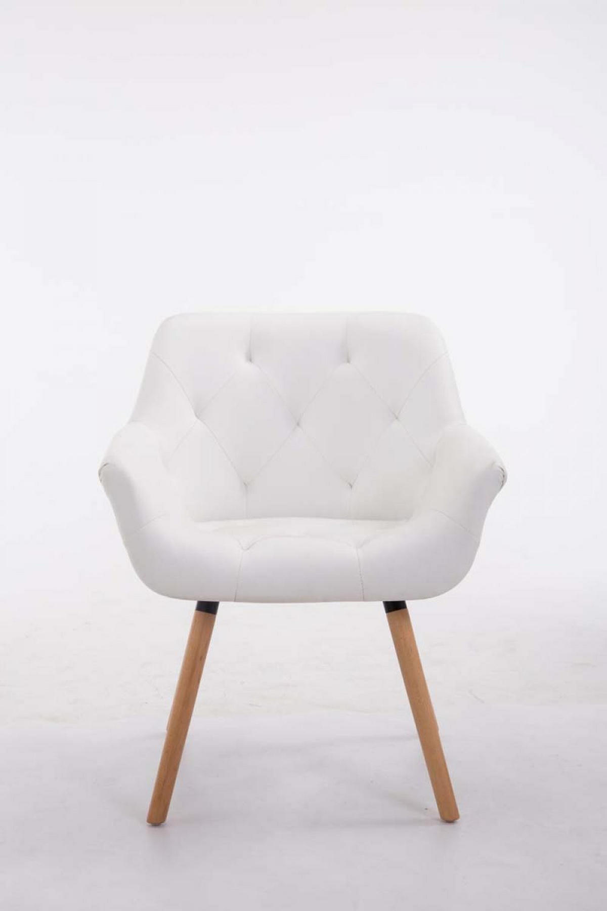 ARMLEHNENSTUHL Lederlook weiß - Eukalyptusholzfarben/Weiß, Holz/Textil (67/83/60cm) - CLP