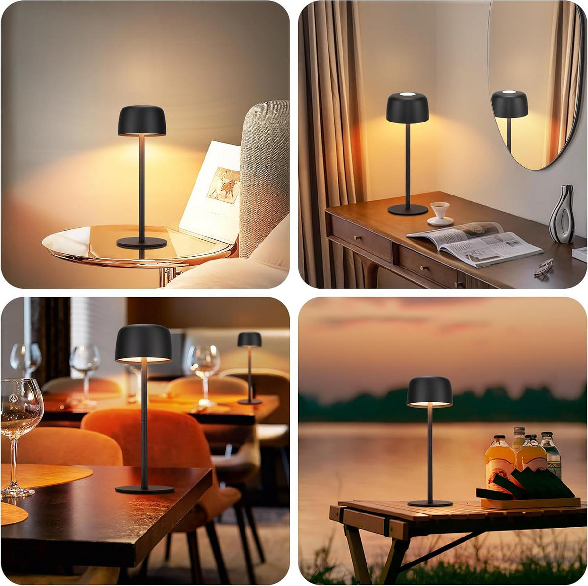 TISCHLAMPE Aquorinr 9/9/25 cm - Schwarz, Kunststoff/Metall (9/9/25cm) - ZMH