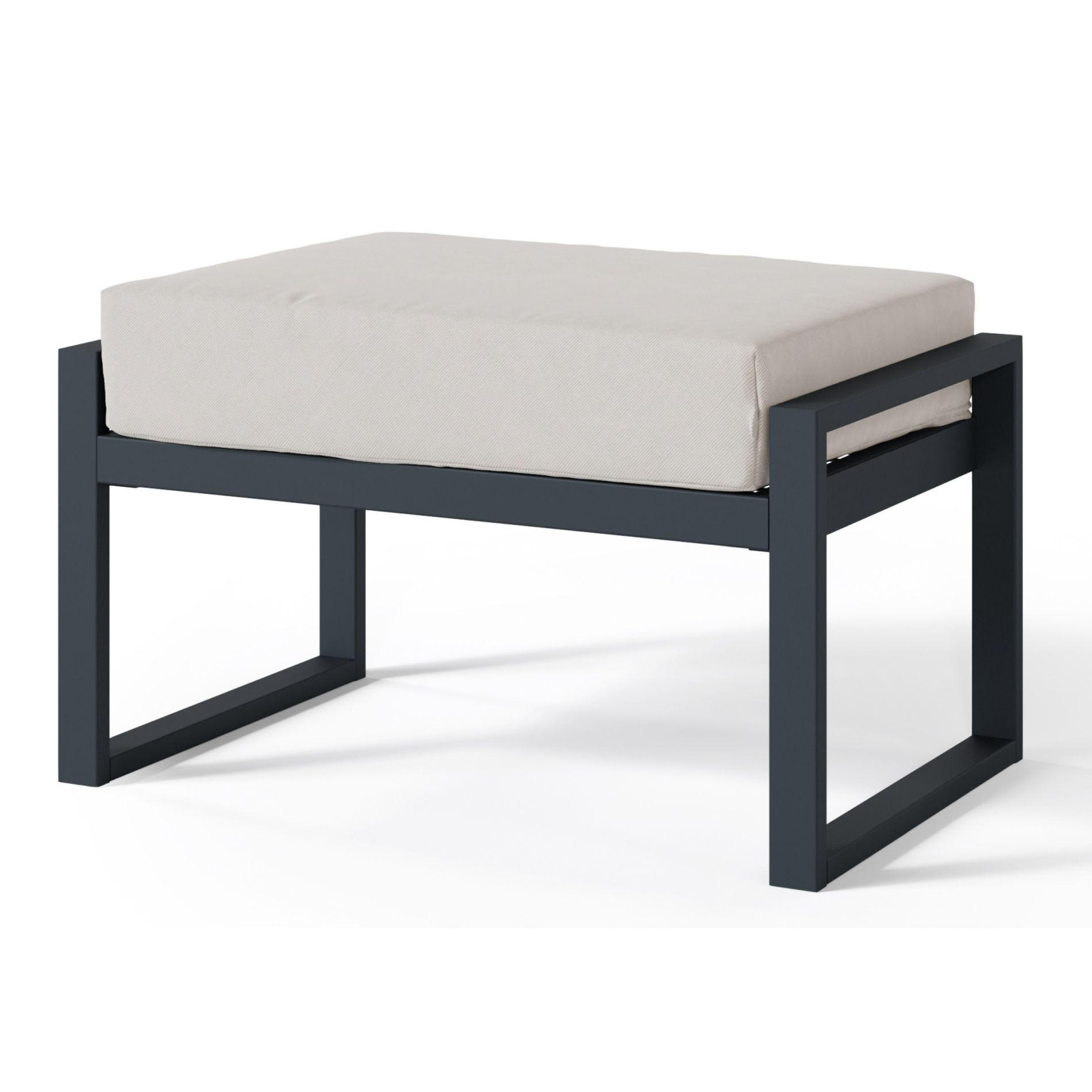 GARTENHOCKER Dywilly Grau/Schwarz mit wasserabweisendem Stoff - Grau, Textil (60/42/45cm) - Selsey
