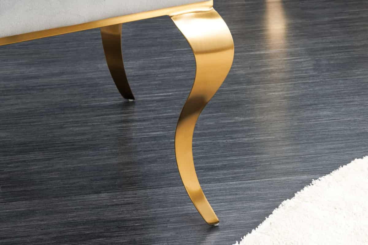 STUHL MODERN BAROCK Samt Grau 105 cm - Goldfarben/Grau, Textil/Metall (45/104/64cm) - riess-ambiente