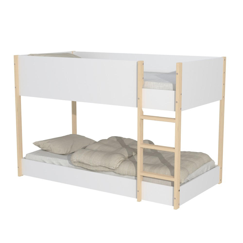 ETAGENBETT BOB / 90x190cm - Weiß und helles Holz - Hellbraun/Weiß, Holz (90/190cm) - Weber Industries
