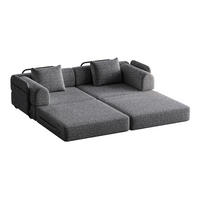 SCHLAFSOFA 2-in-1 aus Chenille mit Armlehnen-Staufach & Stahlrahmen, 183,8/181,6/49,5 cm, Grau - Grau, Textil (183.8/49.5/181.6cm) - Redom