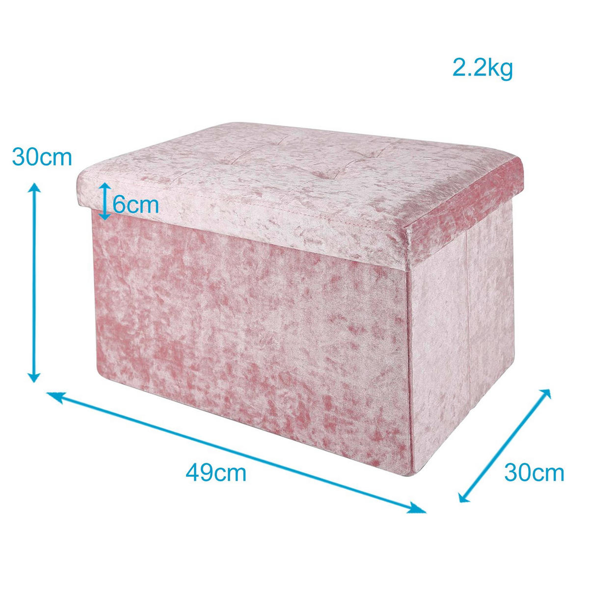SITZBOX Faltbar mit Samtbezug 49/30/30 cm (Rosa) - Rosa, Karton (30/30/49cm) - Intirilife