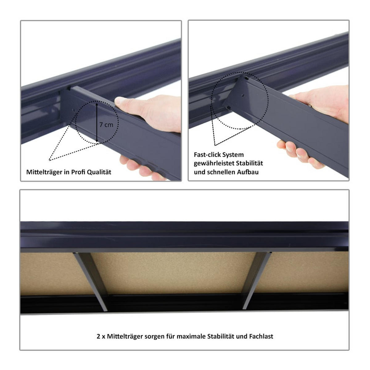 WERKBANK Dino 2er-Set höhenverstellbar 90x160x60cm Traglast 600kg Grau - Grau, Metall (320/90/60cm) - PROREGAL