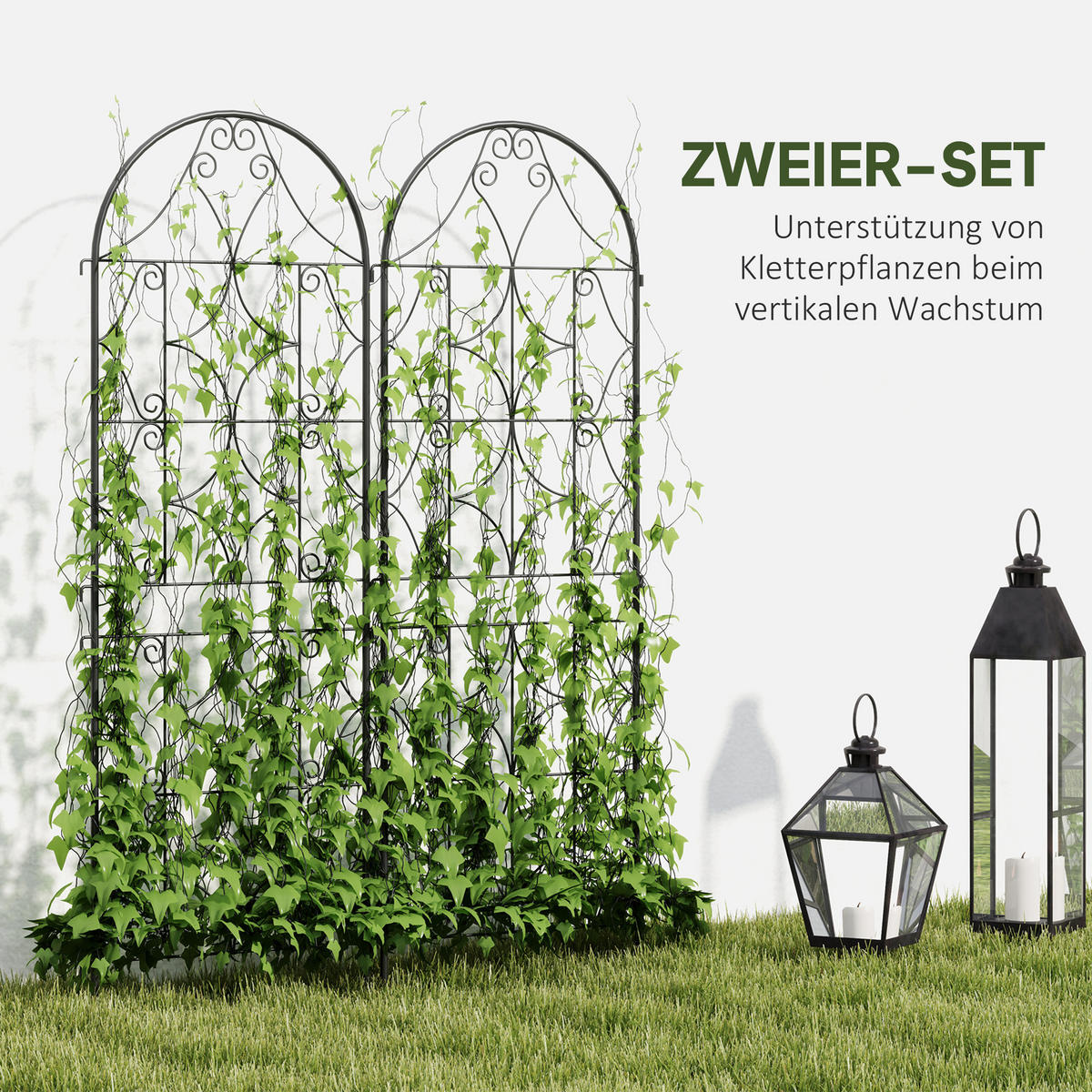 RANKGITTER DE-10033 2er-Set, rostfrei, 50x150 cm Schwarz - Schwarz, Metall (1.3/150/50cm) - ComfortXL