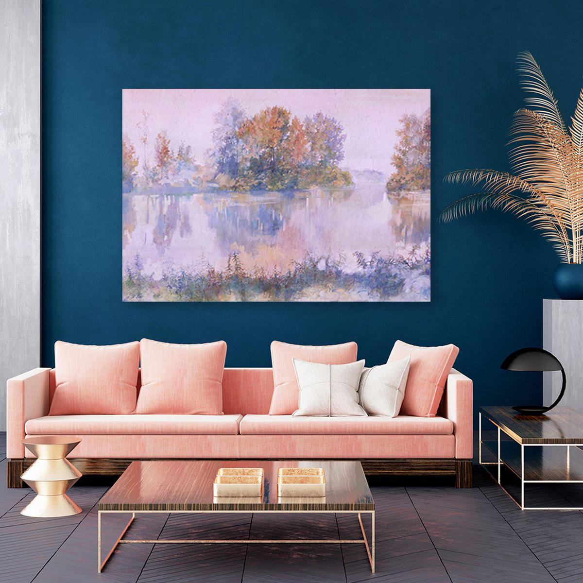 WANDBILD seeblick - Blau, Textil (60/40cm) - Feeby