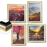 WANDBILDER 4er Set - 50x50 cm & 40x60 cm Goldrahmen - Berglandschaften mit dem Fahrrad - Goldfarben, Kunststoff (50/50cm) - ArtPrintCave