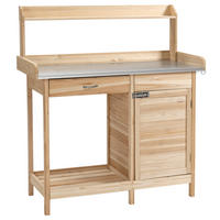 PFLANZTISCH DE-18936 mit Schublade, Schrank, 2 Regalböden Naturholz - Naturfarben, Holzwerkstoff (112/48/125cm) - ComfortXL