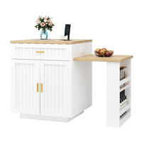KÜCHENINSEL Ausziehbar mit Steckdose, MDF/Metall, Weiß, 121,5-192/70/92 cm - Weiß, Kunststoff (70/92/121.5cm) - Rolipo