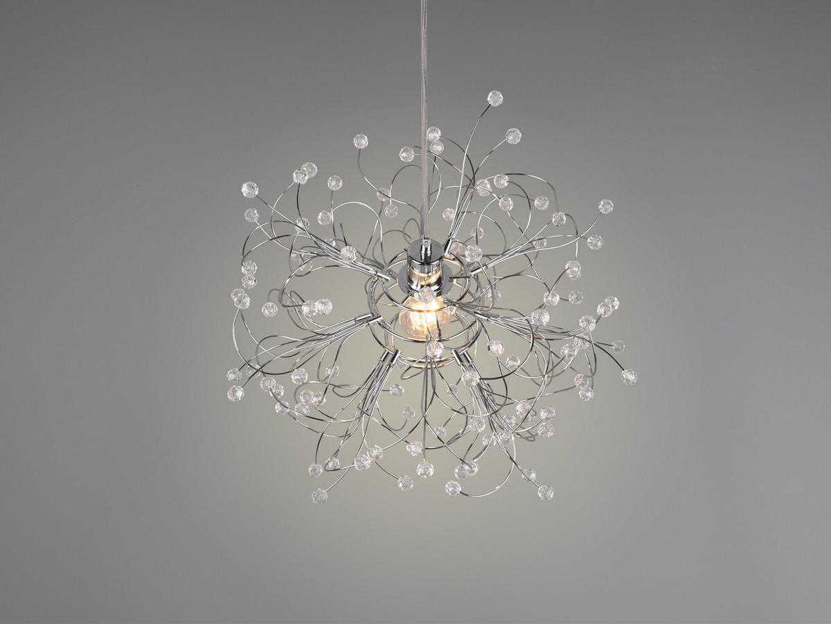 LED-PENDELLEUCHTE Ø52cm, Silber Kristall - Chromfarben/Transparent, Kunststoff/Metall (52/52/150cm) - meineWunschleuchte
