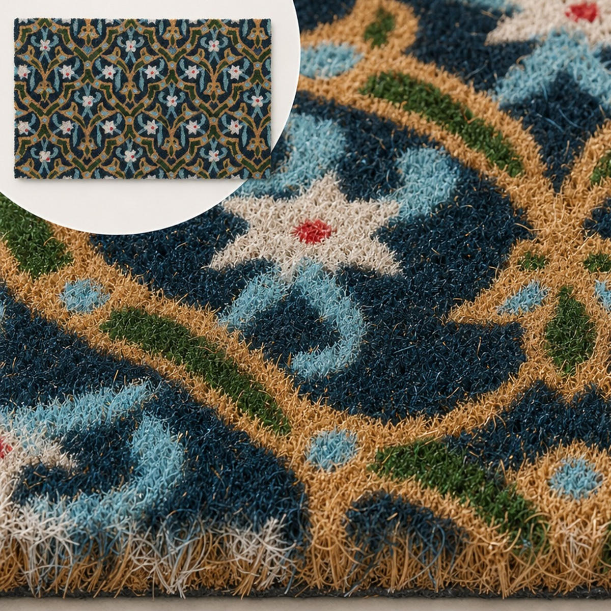 FUSSMATTE Bunt Kokos rutschfest 60x40 cm - Multicolor, Kunststoff/Textil (60/40cm) - Relaxdays