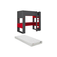 HOCHBETT - 1 Person - Holz, Platte - Anthrazitgrau, Rot - - Anthrazit/Rot, Holz (90/200cm) - Vente-Unique
