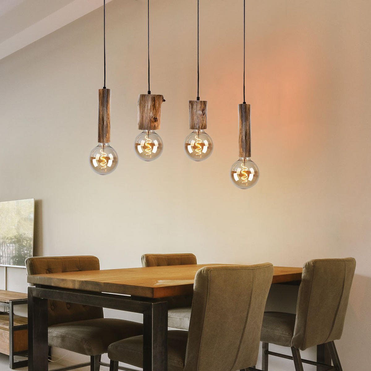 HÄNGELEUCHTE TRONCO Holz Schwarz - Schwarz, Holz (9/80/150cm) - Nowa