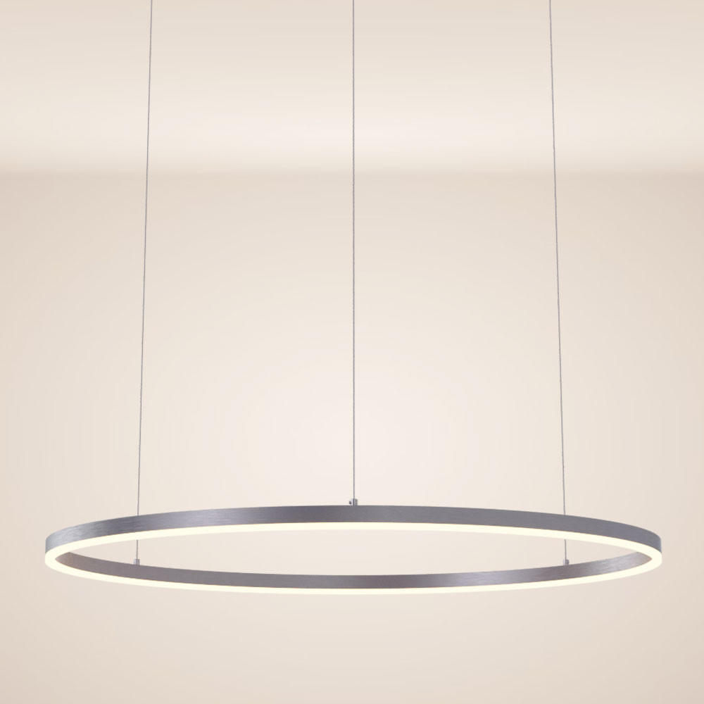 LED-HÄNGELEUCHTE Ring Direkt/Indirekt 5m Aluminium Ø 100cm - Alufarben, Metall (100/100/3.3cm) - s.luce