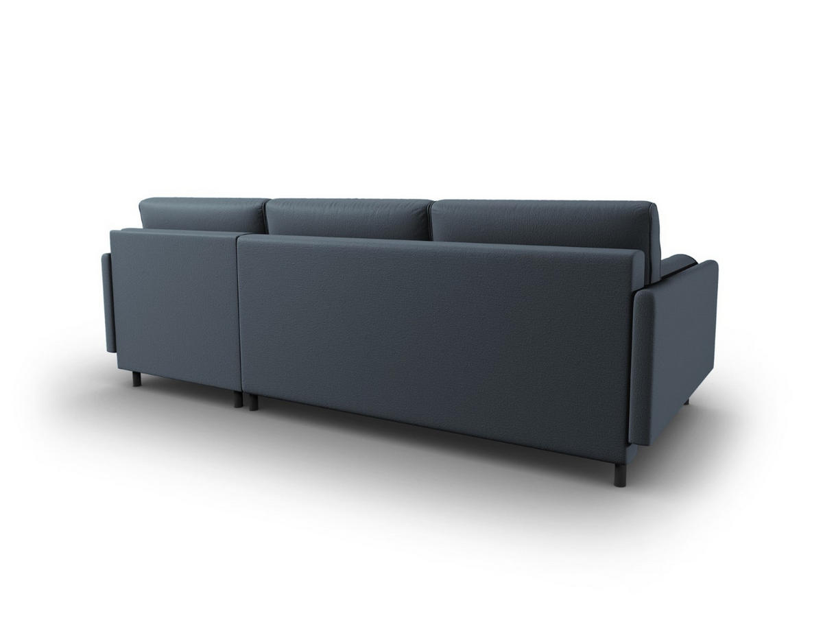 AUSKLAPPBARES-ECKSOFA rechts mit Container Scott aus strukturiertem Stoff blau 5 Sitzplätze - Blau, Textil (142/212cm) - Micadoni