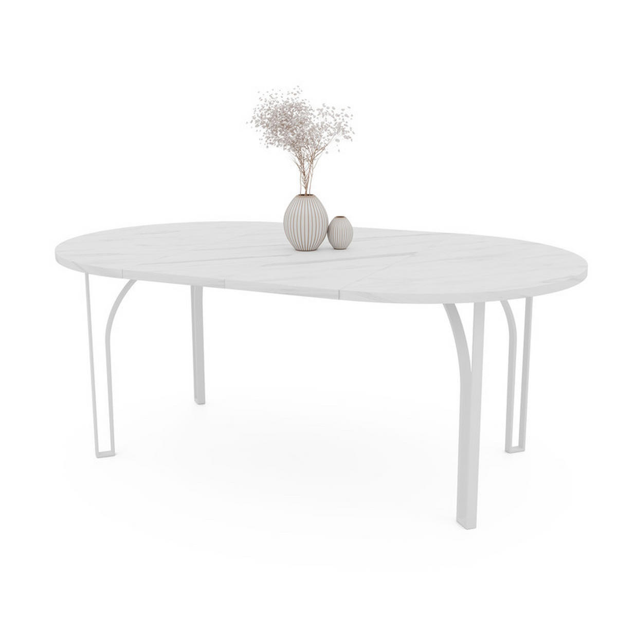 AUSZIEHTISCH ASTRO 100/76 cm, Weiß / Bianco (Weiß) - Perlmutt/Weiß, Holzwerkstoff/Metall (100/100/76cm) - Idohome