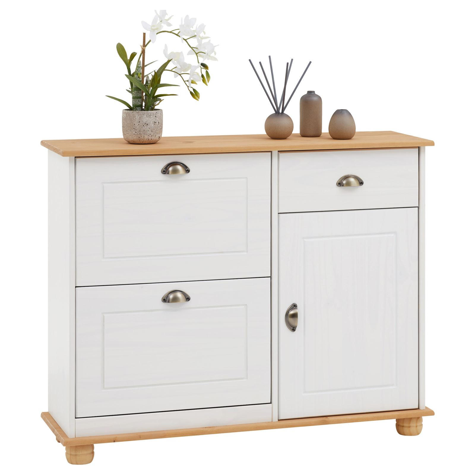SCHUHSCHRANK COLMAR - Weiß/Braun, Holz (106/85/32cm) - IDIMEX