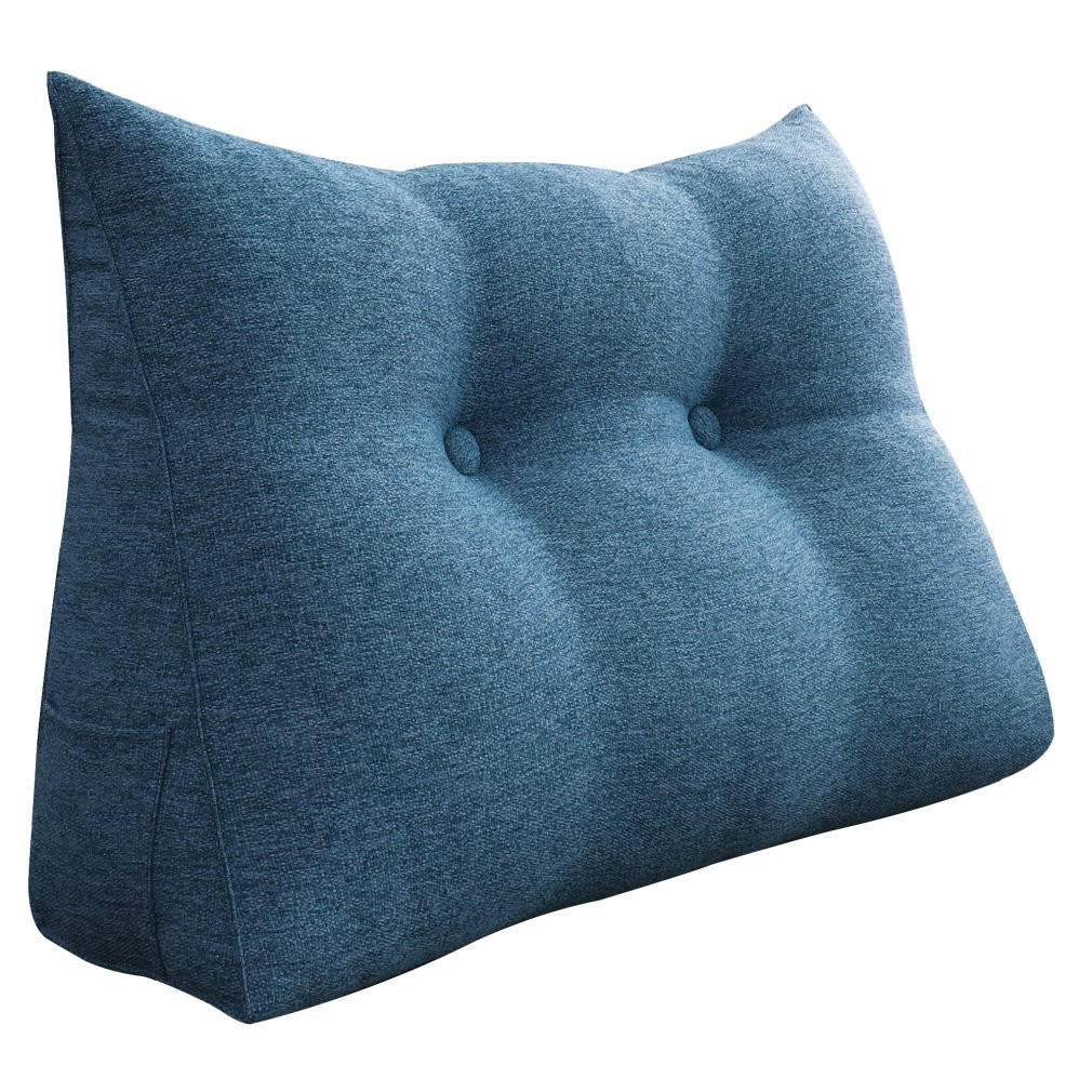 LESEKISSEN für Bett Leinenlook Blau 60 cm - Blau, Textil (50/60cm) - Vercart