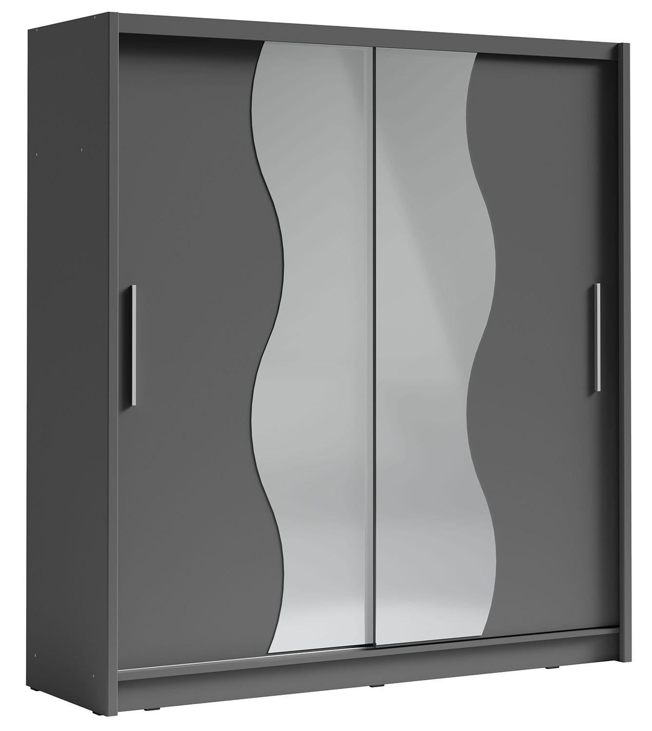 SCHIEBETÜRENSCHRANK Bergamo graphitgrau 205 cm / 62,5 cm / 215 cm - Graphitfarben/Grau, Holz/Holzwerkstoff (205/215/63cm) - Feldmann-Wohnen