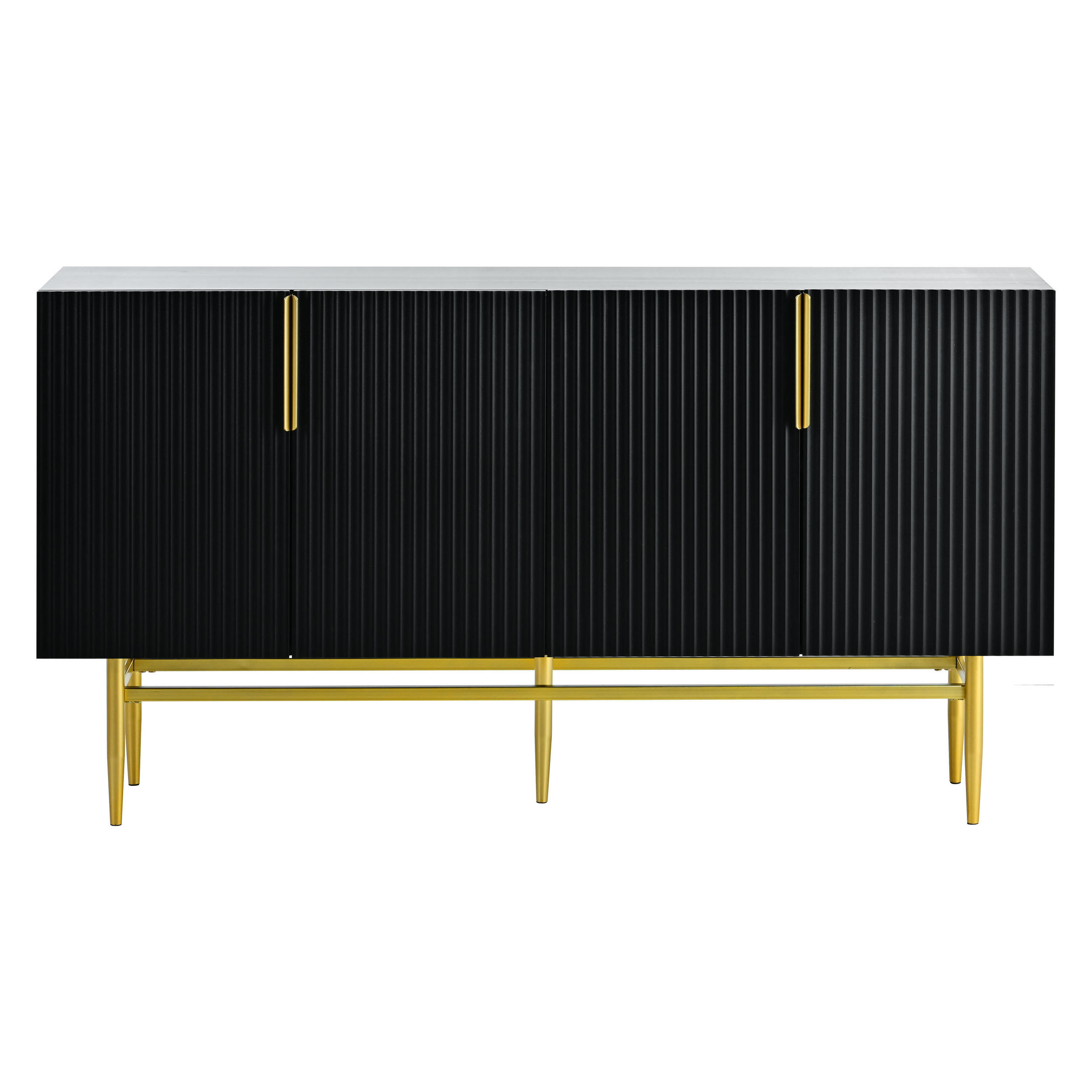 SIDEBOARD mit 4 Türen und Goldakzenten, 152.5/40.5/80cm - Schwarz, Holzwerkstoff (152.5/80/40.5cm) - Urban Meuble