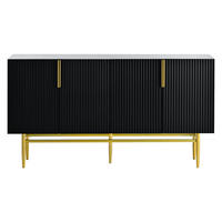 SIDEBOARD mit 4 Türen und Goldakzenten, 152.5/40.5/80cm - Schwarz, Holzwerkstoff (152.5/80/40.5cm) - Urban Meuble