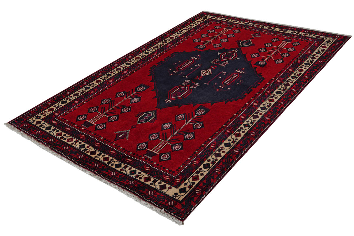 ORIENTTEPPICH handgeknüpft Afshar Rot 212/156 cm Schurwolle - Rot, Textil (156/212cm) - Looma