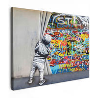 LEINWANDBILD Graffiti - Junge - Ilussie - Straßenkunst 40x30 cm - Hellgrau, Textil (40/30cm) - MuchoWow