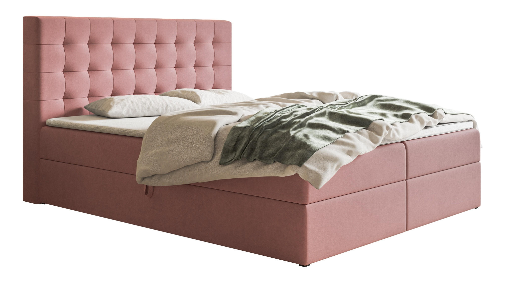 BOXSPRINGBETT 180x200 Jora mit Matratze H3, Bettkasten, Rosa - Pink, Holz/Textil (180/200cm) - Emporius