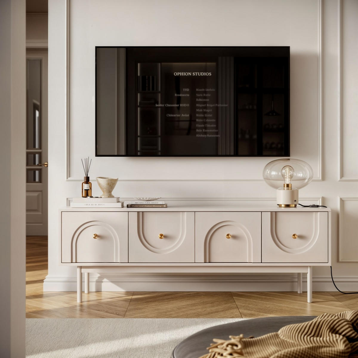 TV-SCHRANK LIBERTY auf Holzbeinen kaschmirfarben - Kaschmir, Holzwerkstoff (154/53.5/39cm) - Lookway