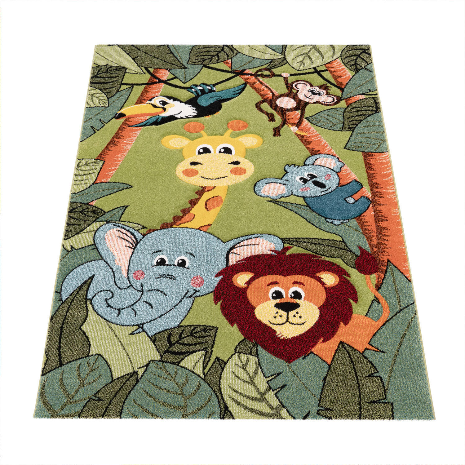 KINDERTEPPICH Dschungel Kindermotiv Kinderzimmer schmutzabweisend Grün Rechteckig 160x230 - Grün, Textil (160/230cm) - KADIMA DESIGN