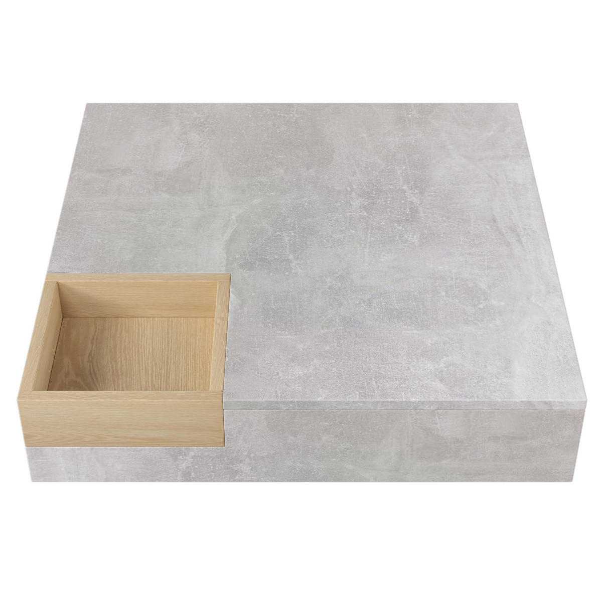 KONFERENČNÍ stolek 72/72/30 cm šedý z dřevotřísky s vyjímatelným úložným boxem - šedá, kompozitní dřevo (72/72/30cm) - OKWISH