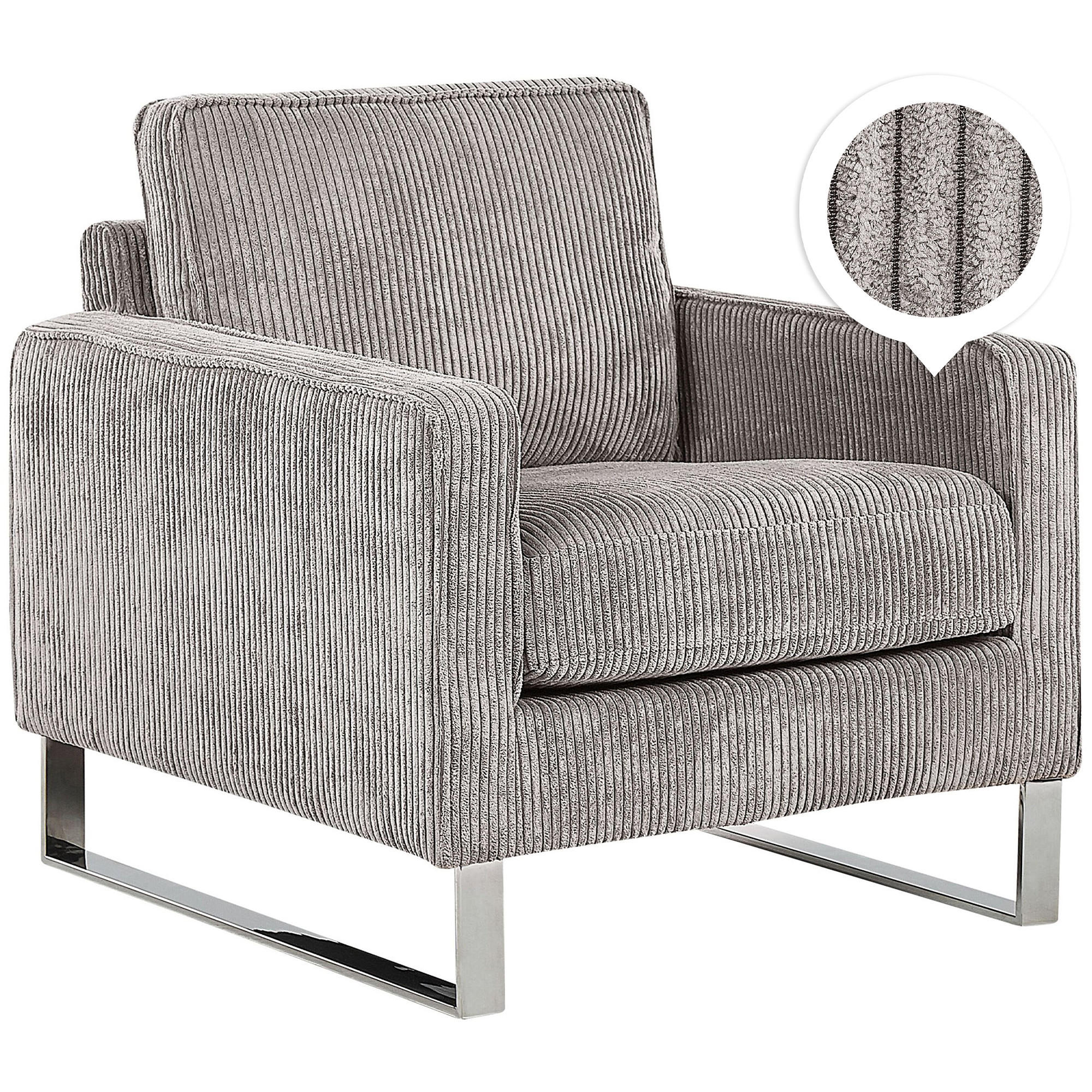 SESSEL Cord Grau Vind - Grau, Textil/Metall (76/82/82cm) - Beliani