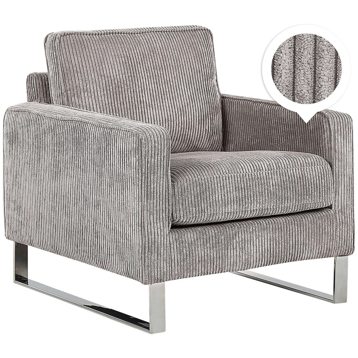 SESSEL Cord Grau Vind - Grau, Textil/Metall (76/82/82cm) - Beliani