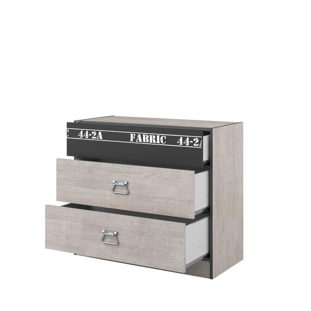 JUGENDZIMMER Fabric 2 in Esche und Grau 6 teilig - Braun, Holzwerkstoff (120/200/80cm)