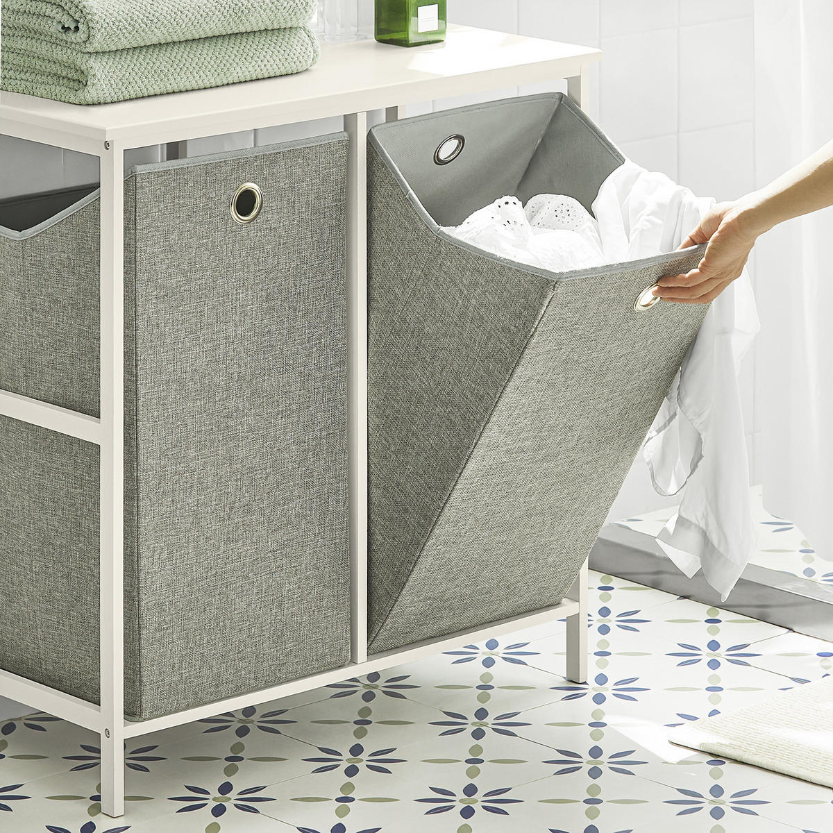 WÄSCHESCHRANK Weiß - Weiß, Holzwerkstoff/Metall (77/80/38cm) - SoBuy
