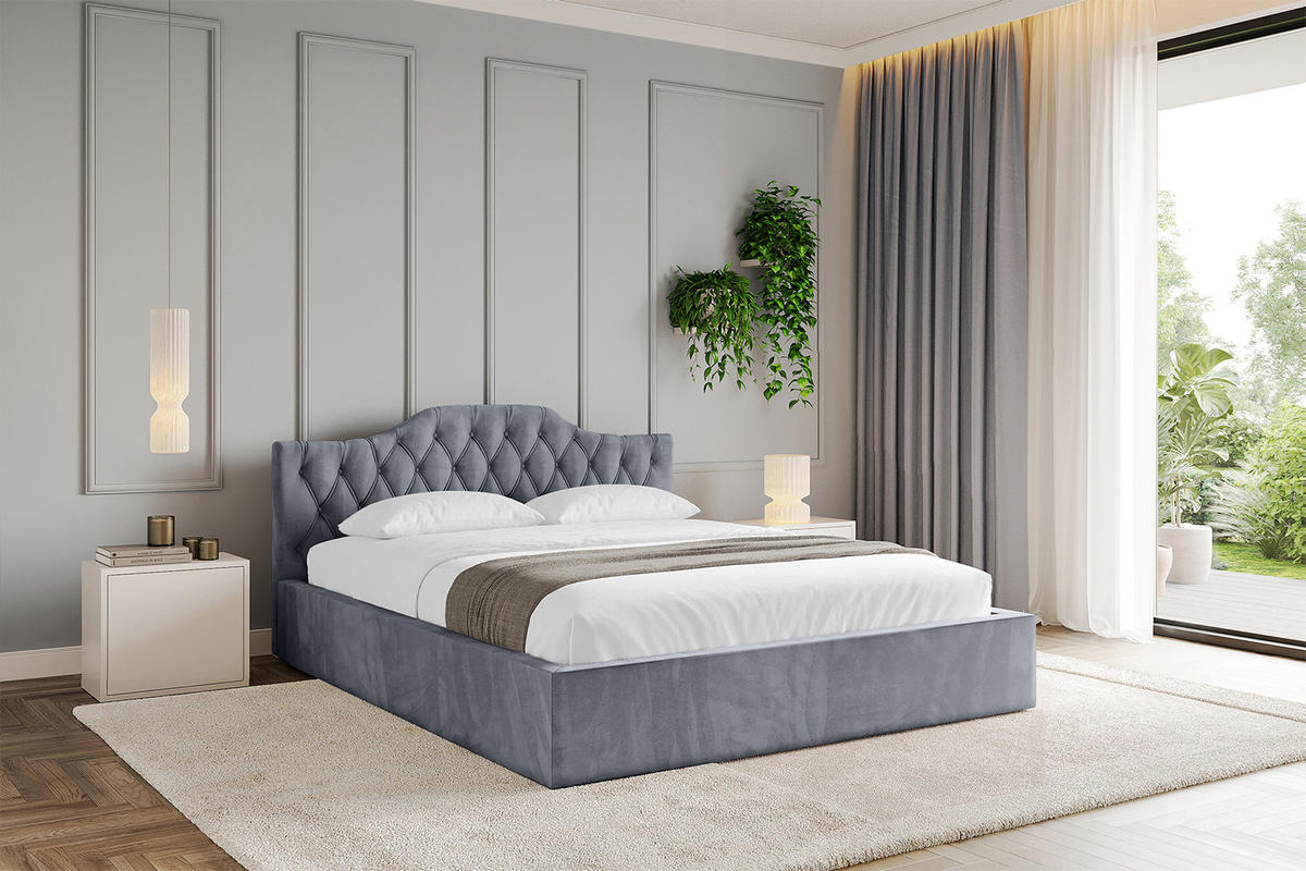 POLSTERBETT mit Bettkasten und Lattenrost, Boxbett ohne Matratze - FALIO-V1 180x200 Grau - Grau, Holzwerkstoff/Textil (180/200cm) - ALTDECOR