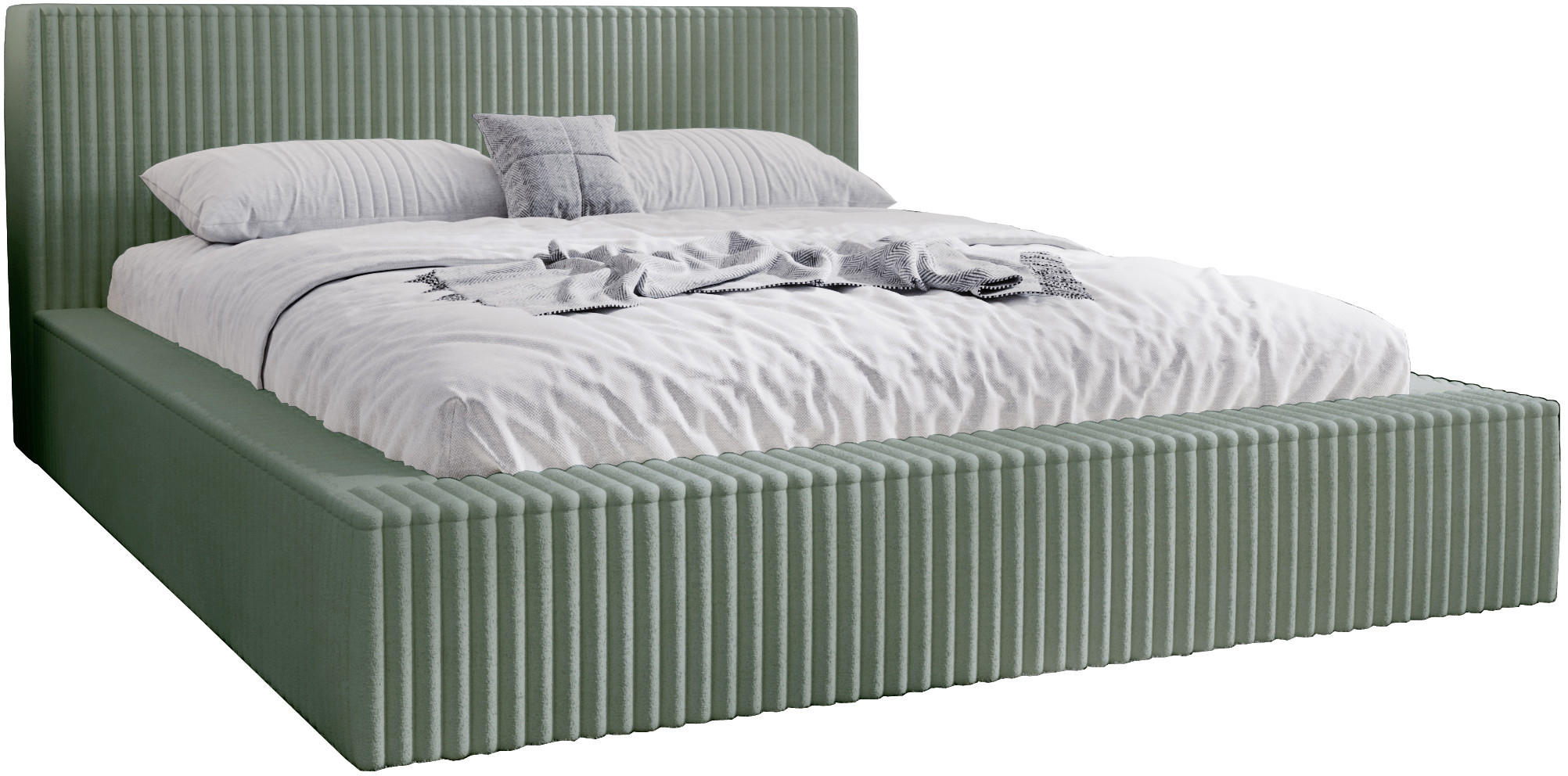 POLSTERBETT mit Bettkasten 160x200 Buffy, Cordstoff, Olive - Grün, Holz/Textil (160/200cm) - Emporius