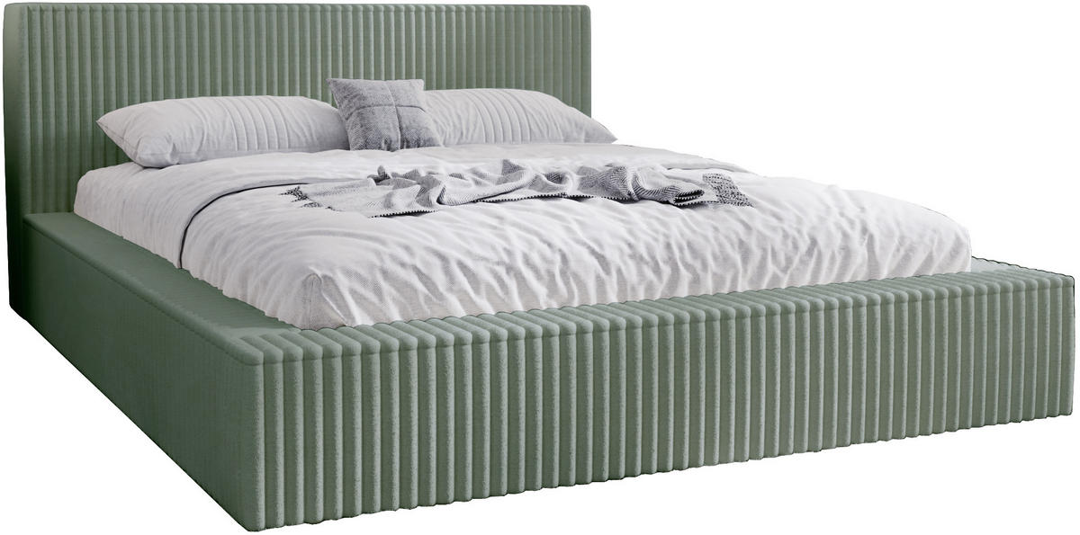 POLSTERBETT mit Bettkasten 160x200 Buffy, Cordstoff, Olive - Grün, Holz/Textil (160/200cm) - Emporius