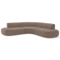 ECKSOFA WONDER Geprägter Samt Taupe 90cm - Taupe, Textil (90/250cm) - Premium Interiors