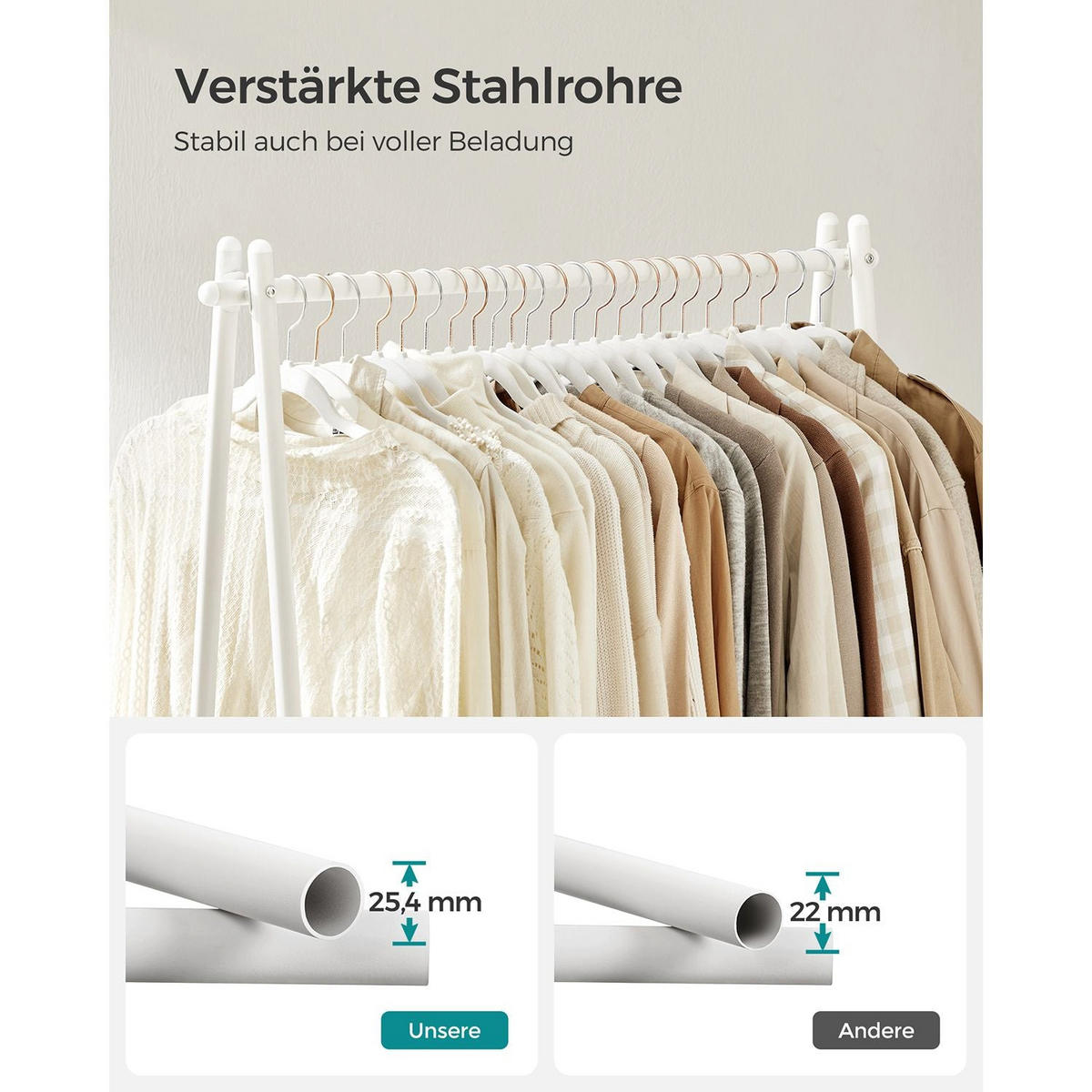 KLEIDERSTÄNDER BRAZZAVILLE - Weiß, Metall (92.5/153/33.5cm) - Hansiro