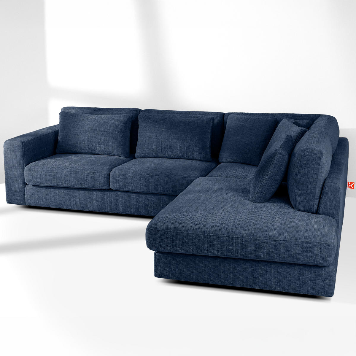 ECKSOFA rechts VERUS - Dunkelblau, Holz/Holzwerkstoff (297/248cm) - KONSIMO®