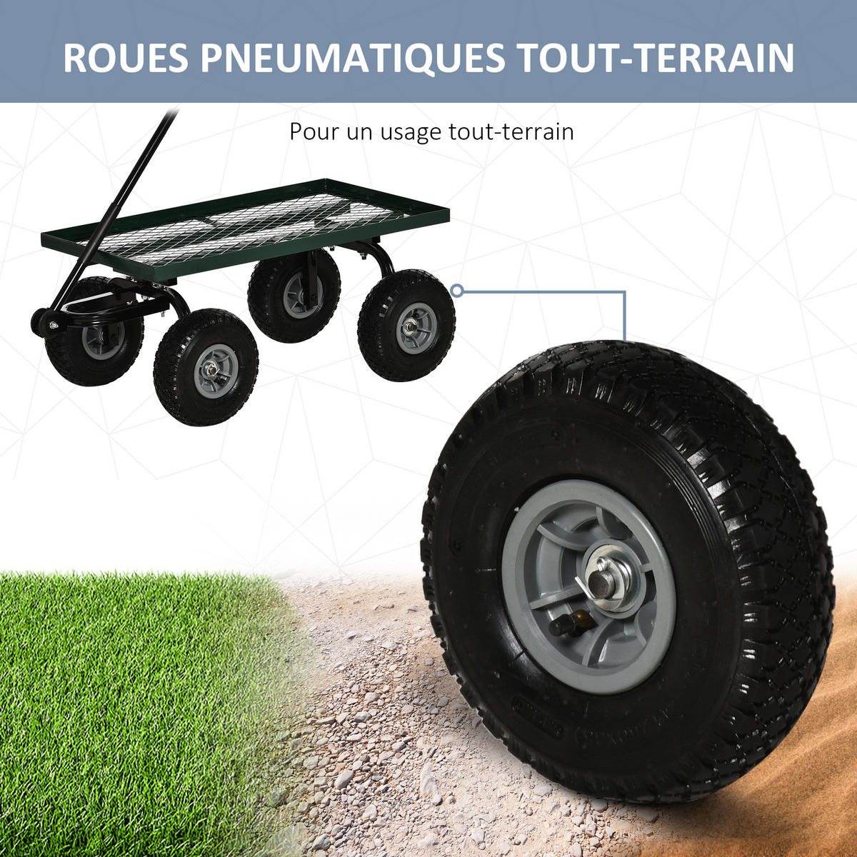 TRANSPORTWAGEN DE-17575 150 kg, 4 Luftreifen Grün - Grün, Metall (48.5/100/94cm) - ComfortXL