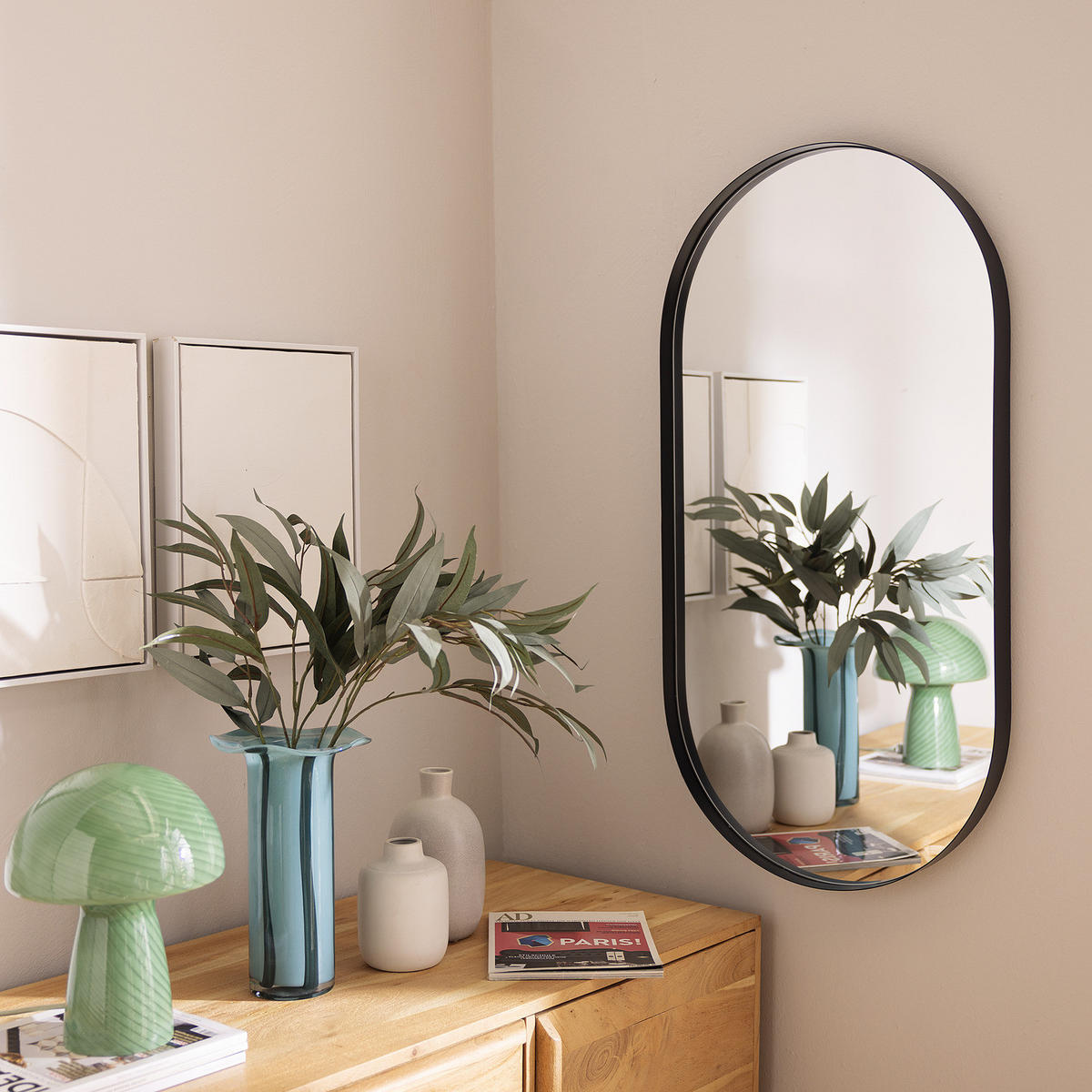 SPIEGEL - Schwarz - Schwarz, Holzwerkstoff/Metall (50/100/4cm) - home24