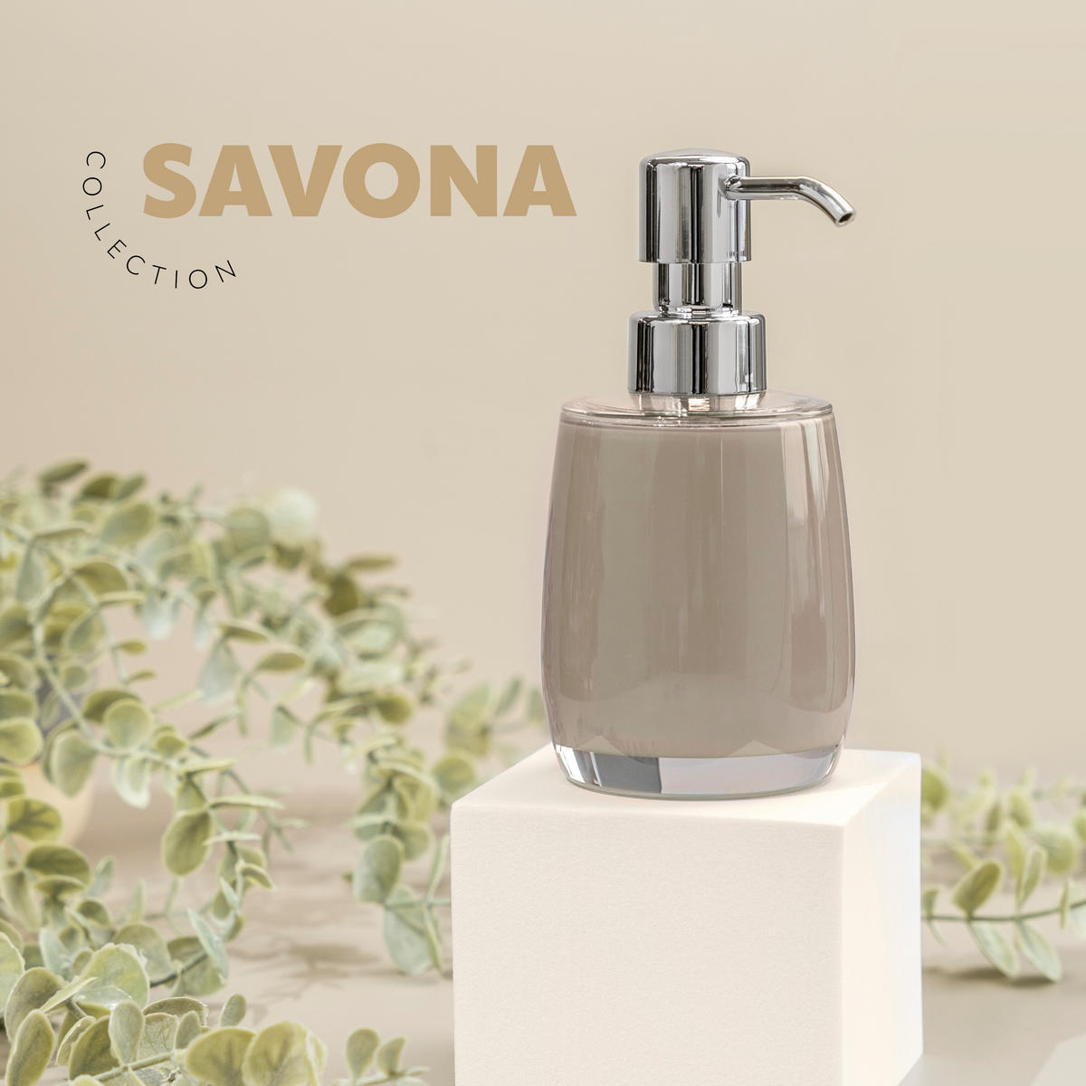 SEIFENSPENDER SAVONA, braun - Cappuccino, Kunststoff (8/16/8cm) - bremermann