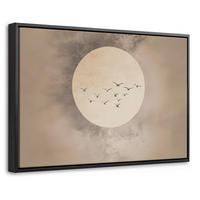LEINWAND Bilder mit Rahmen - Vogel - Beige - Japanisch - 30x20 - Taupe, Textil (30/20cm) - MuchoWow