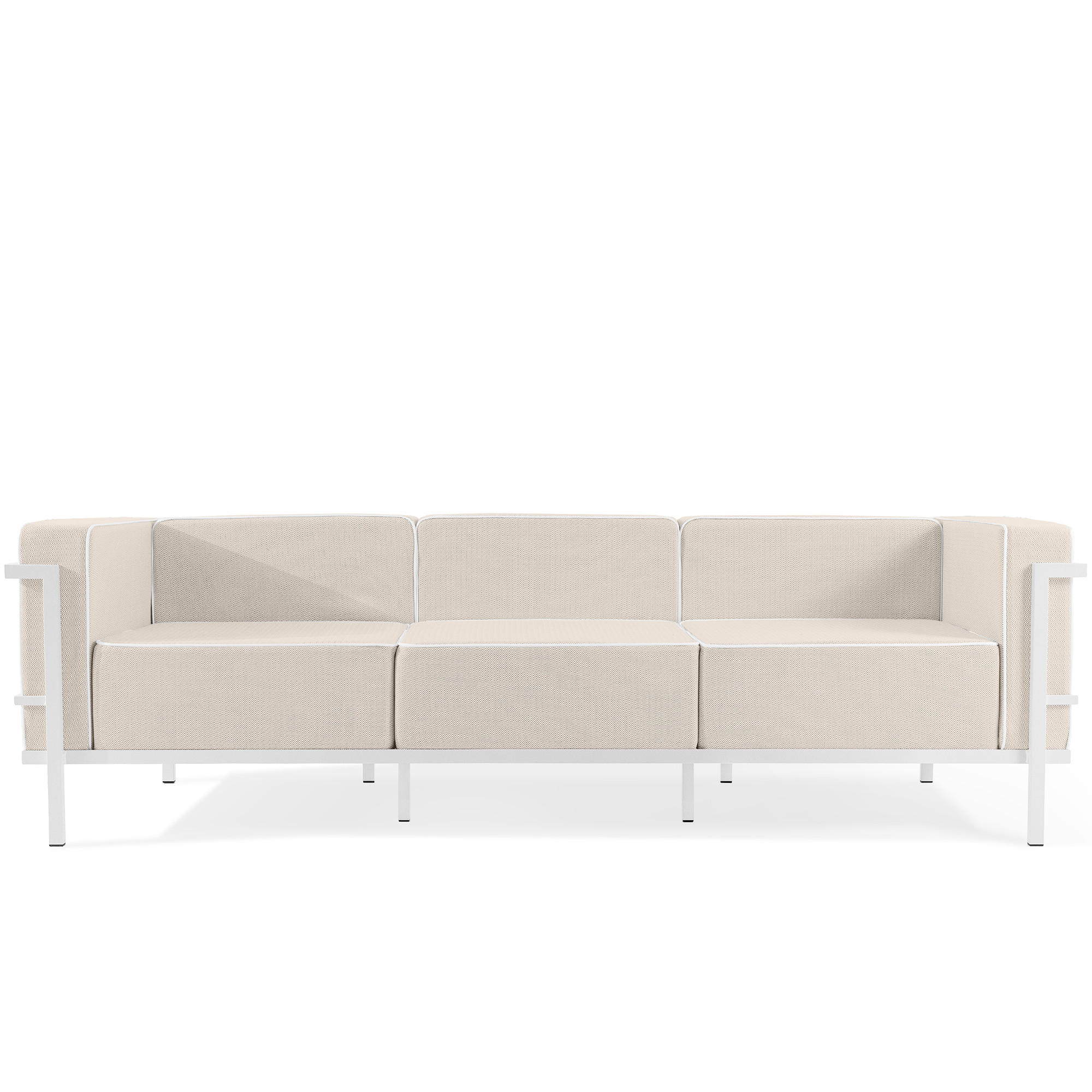 GARTENSOFA TRIGLO 3-Personen, Stahlrahmen, Modern, Weiß - Beige/Weiß, Textil/Metall (229/70/69cm) - KONSIMO®