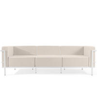 GARTENSOFA TRIGLO 3-Personen, Stahlrahmen, Modern, Weiß - Beige/Weiß, Textil/Metall (229/70/69cm) - KONSIMO®